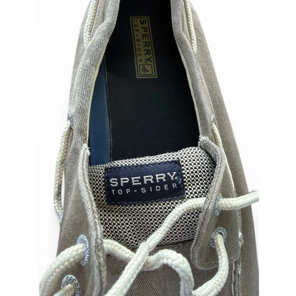 Sperry‎ Top-Sider Mens Canvas Boat Shoes B13-CH171 Taupe Gray Size 15M
